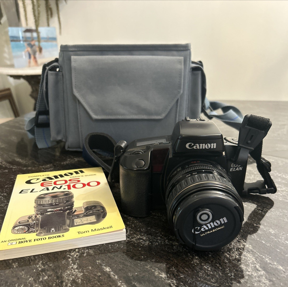 Canon EOS Elan 35mm Film Camera (28-80mm Lens) Manual Bag 80's